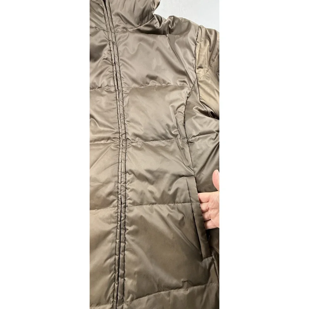Relativity Down Fill Parka Jacket Coat Women's L Brown Full Zip Hooded